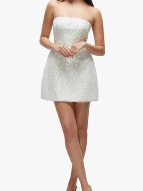 Dessy Collection Imitation Pearl Sequin Mesh Minidress
